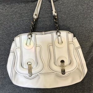 Fendi White Shoulder Bag with Chain Handles
